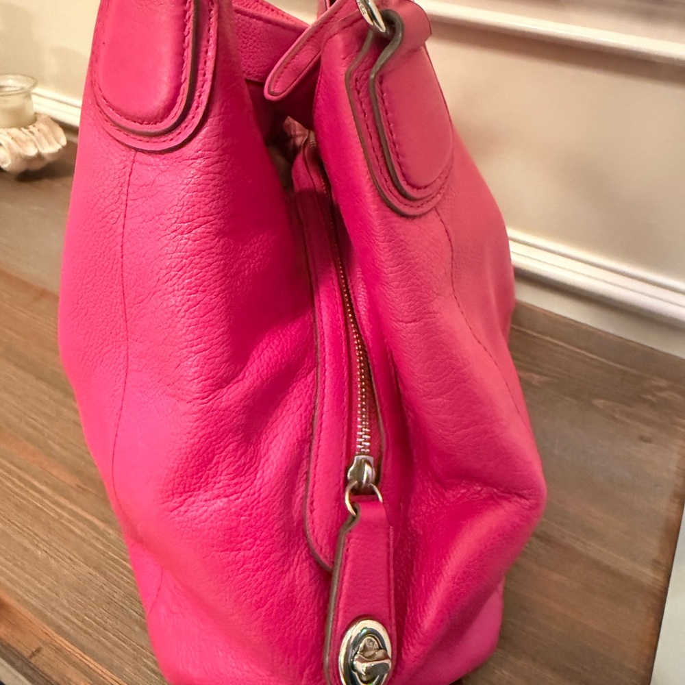 Coach Edie 31 Fuchsia Leather Hobo Bag - Picture 5 of 9